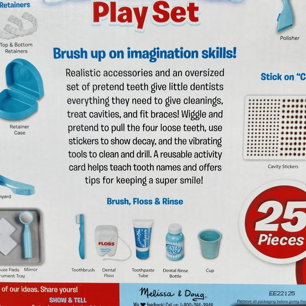 NEW Melissa & Doug Dentist Dental Pretend Play Teeth Set 25-pieces